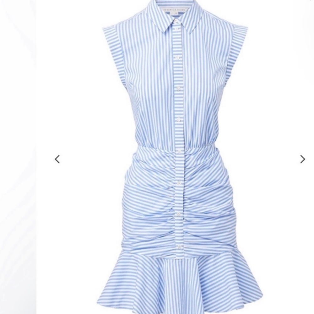 Veronica Beard Bell Button Down Ruched Dress Sz 8 - image 4
